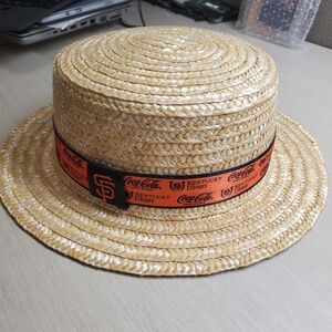 SF GIANTS SGA Coca Cola Straw Boater Hat with Black and Orange Band